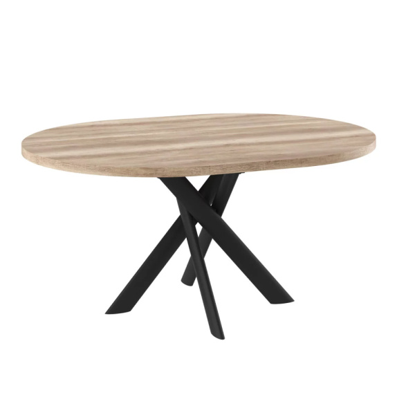 Стол RONALDO-120, круглый раздвижной 120(160), ДУБ КАНЬОН/ЧЕРНЫЙ RONALDO 120